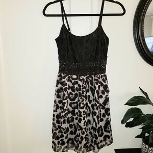 Fashion Line Lace Animal Print Spaghetti Strap